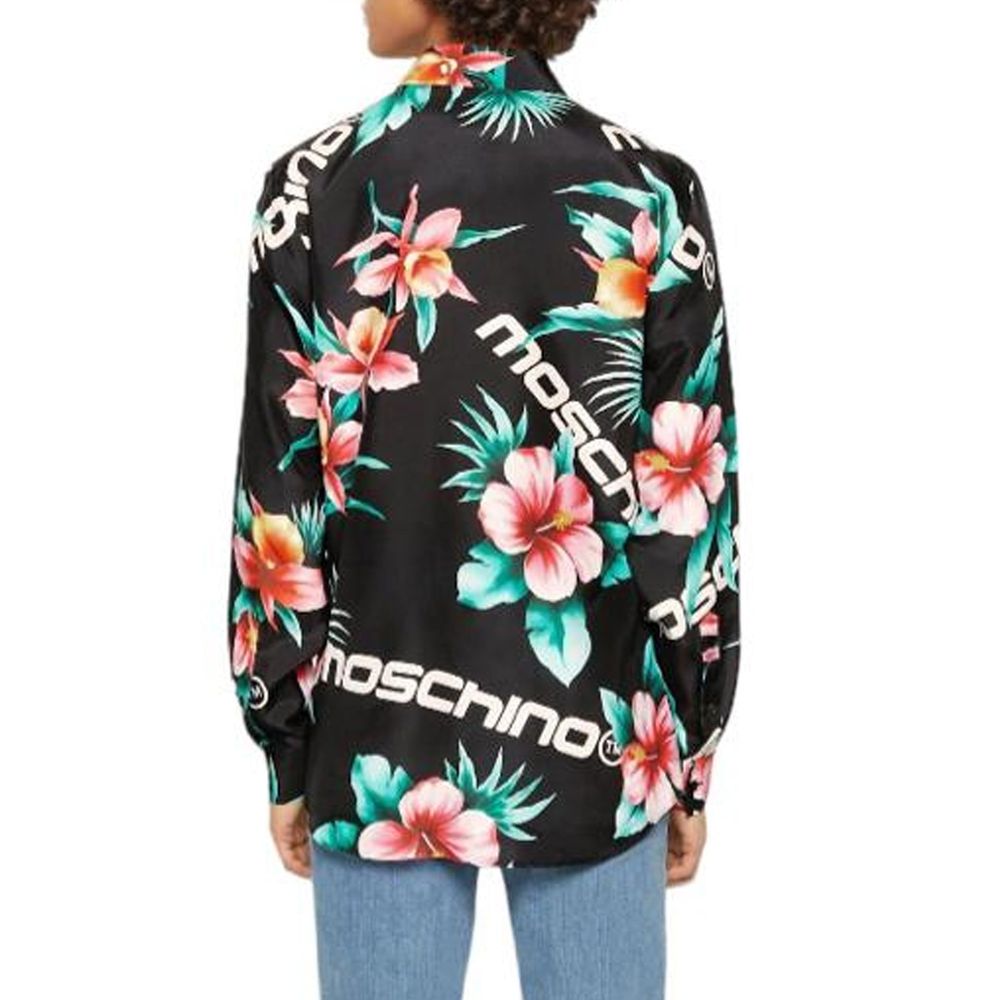 Moschino Couture Black Silk Pattern Shirt