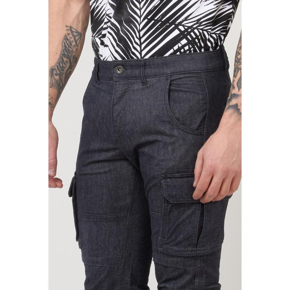 Gas Blue Polyester Cargo Pants