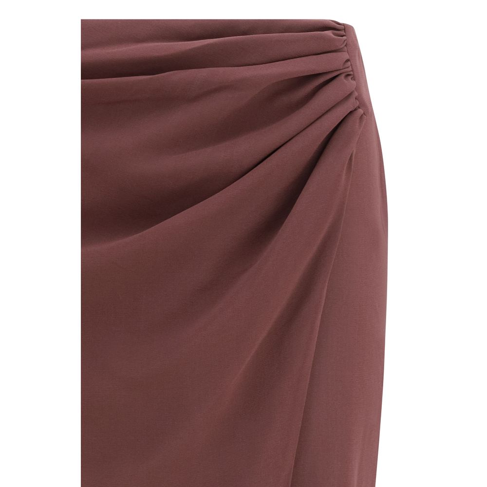 The Andamane Brown Silk Midi Skirt