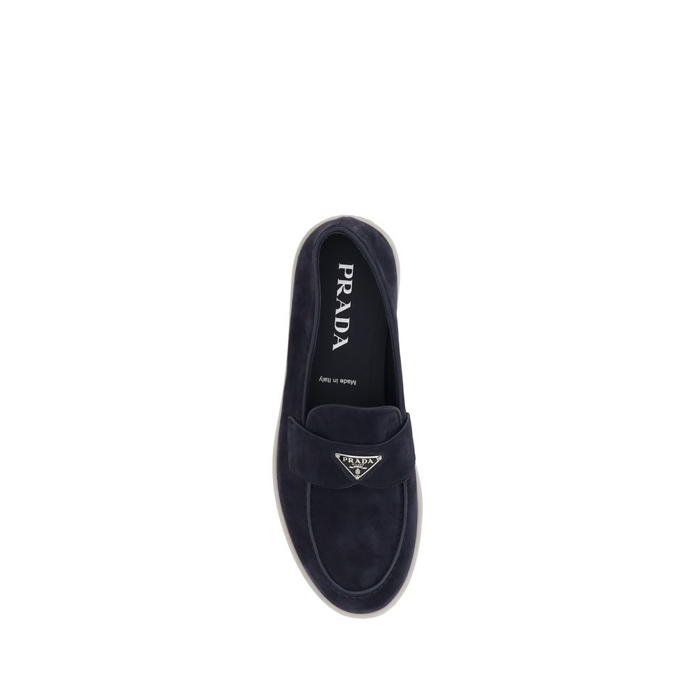 Prada Blue Calf Leather Bos Taurus Slip-On Loafers