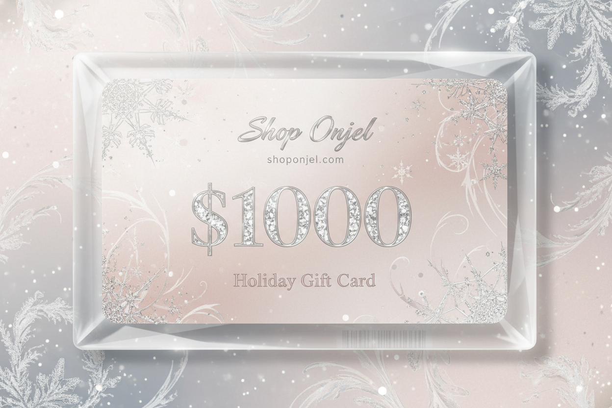 Shop Onjel Holiday Gift Card for $1000 with Luxury & Elegance and shoponjel.com