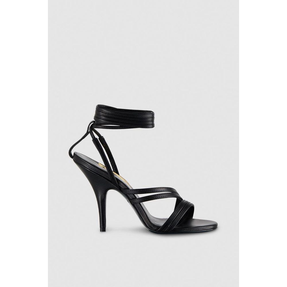 Patrizia Pepe Black Calfskin Stiletto Heel Sandals
