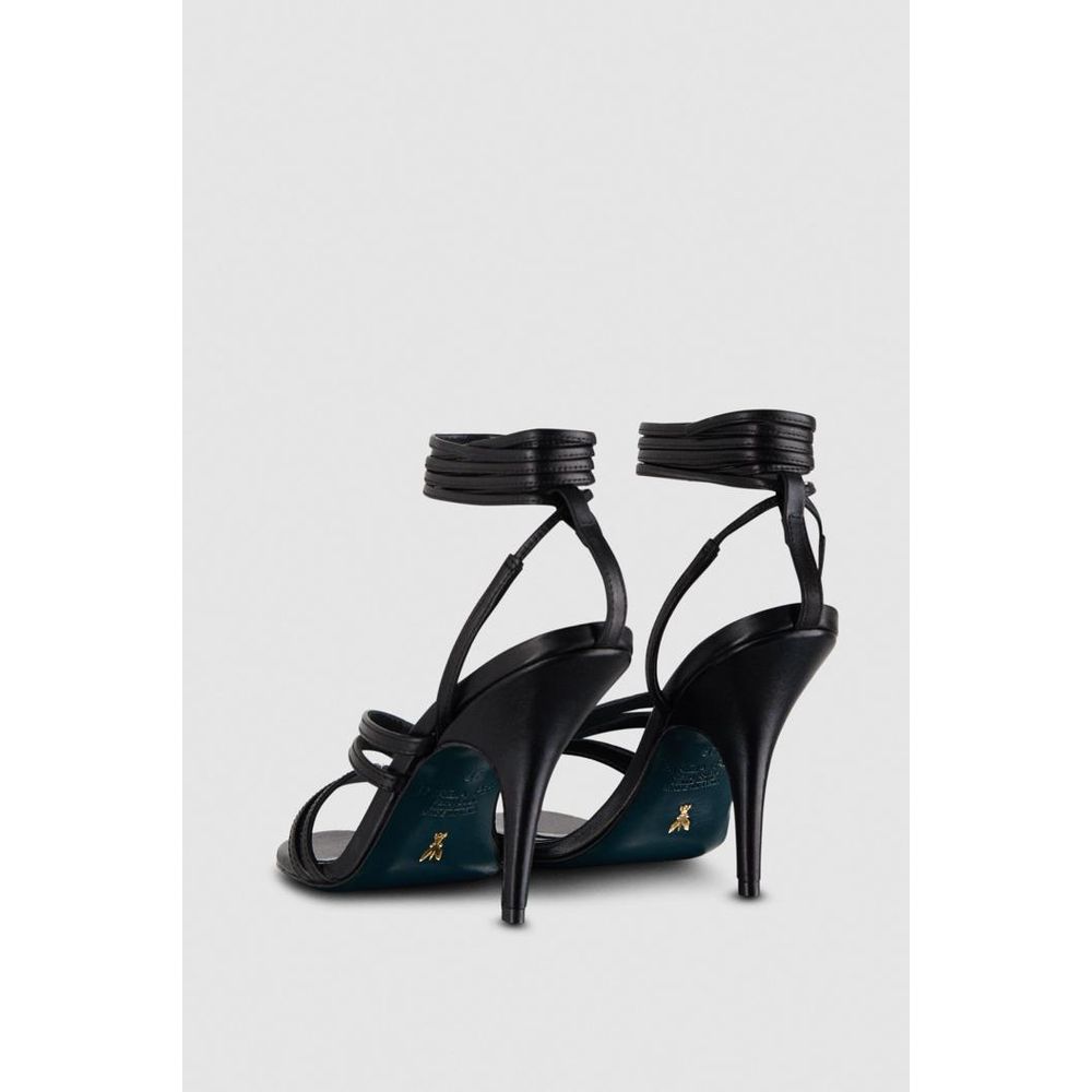 Patrizia Pepe Black Calfskin Stiletto Heel Sandals