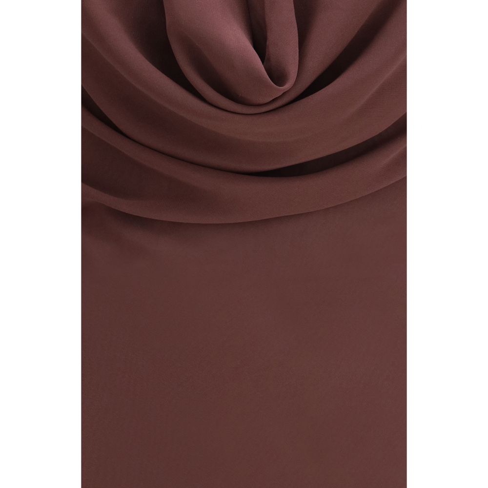 The Andamane Brown Silk Long Dress