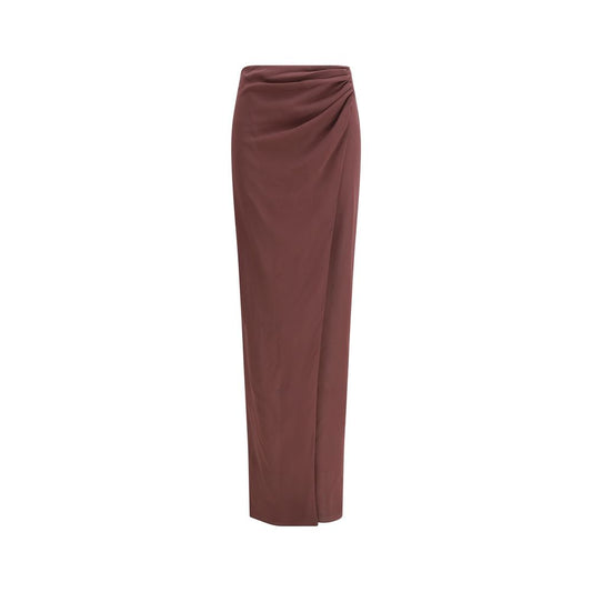 The Andamane Brown Silk Midi Skirt