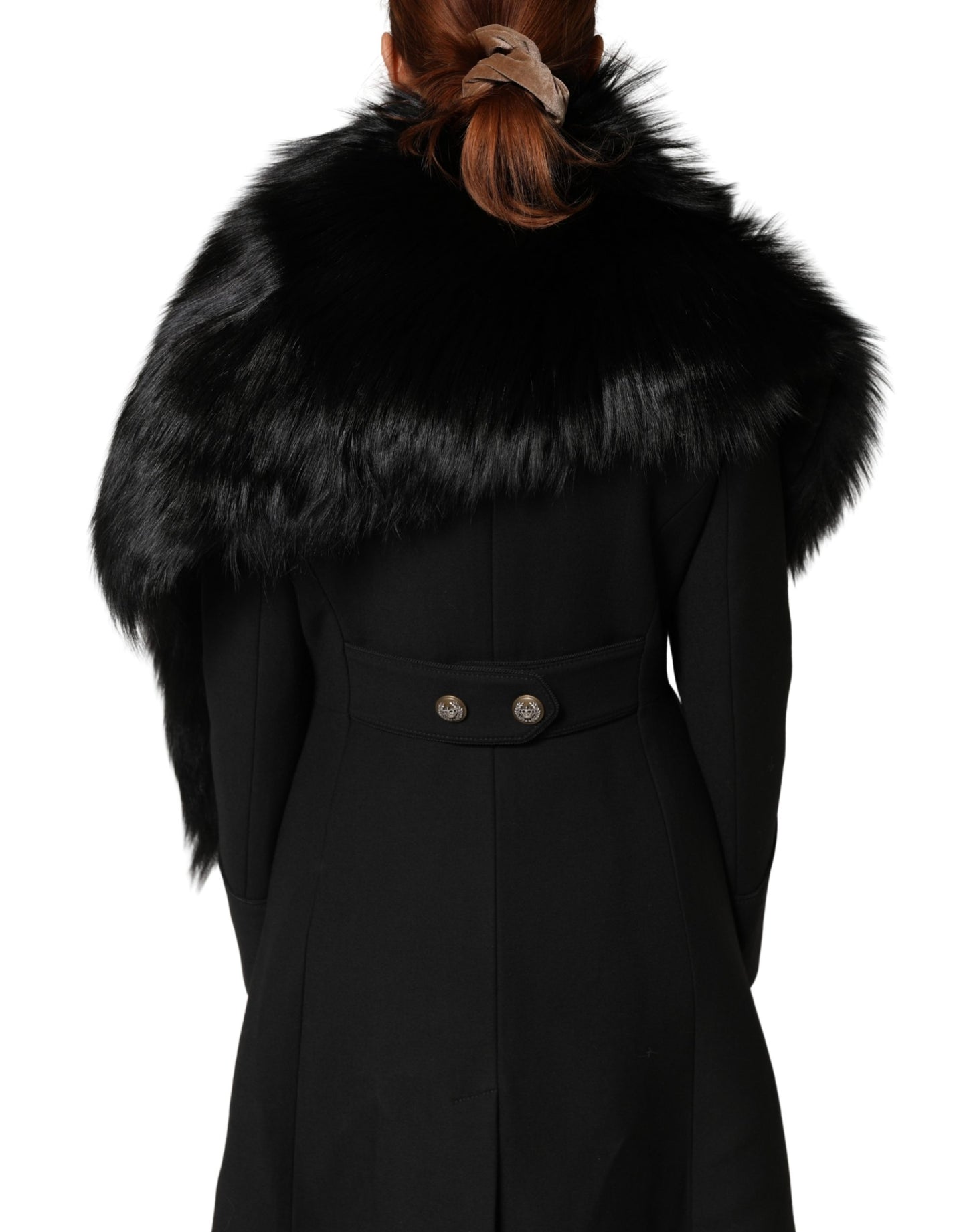 Dolce & Gabbana Black Fox Fur Neck Wrap Warmer Winter Scarf