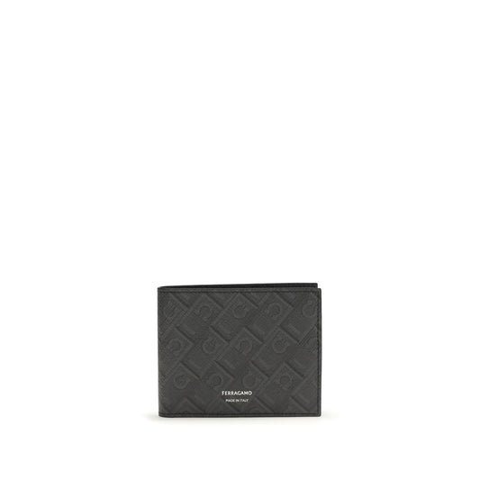 Ferragamo Black Calf Leather Bos Taurus Wallet