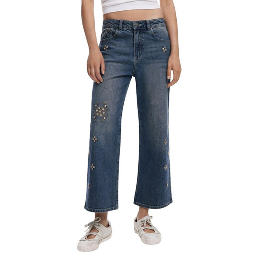 Desigual Blue Cotton Bootcut Jeans
