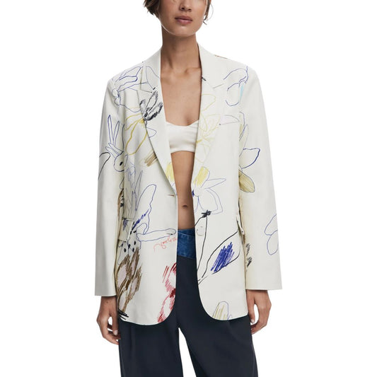 Desigual Cream Cotton Blazer