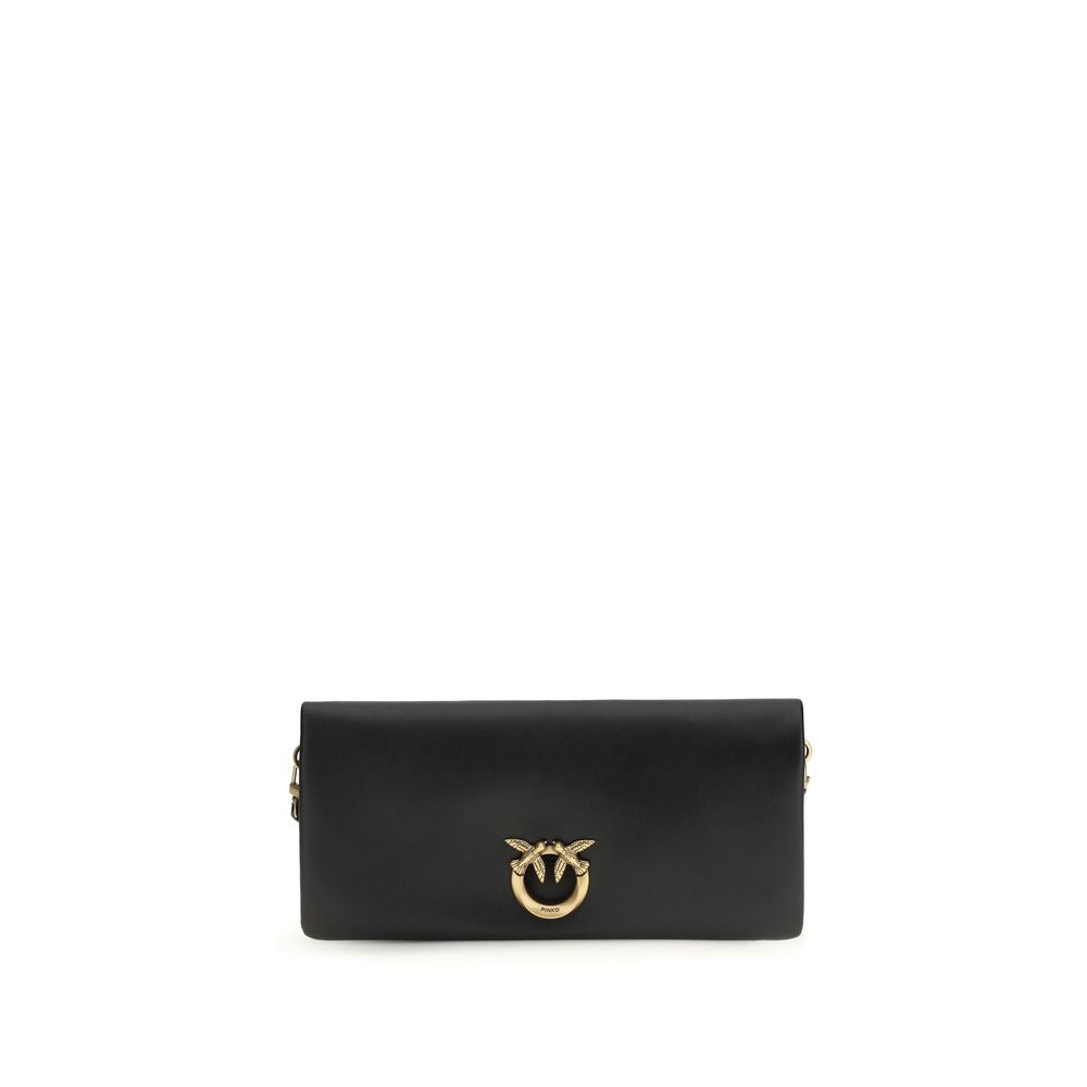 PINKO Black Calf Leather Bos Taurus Clutch Bag