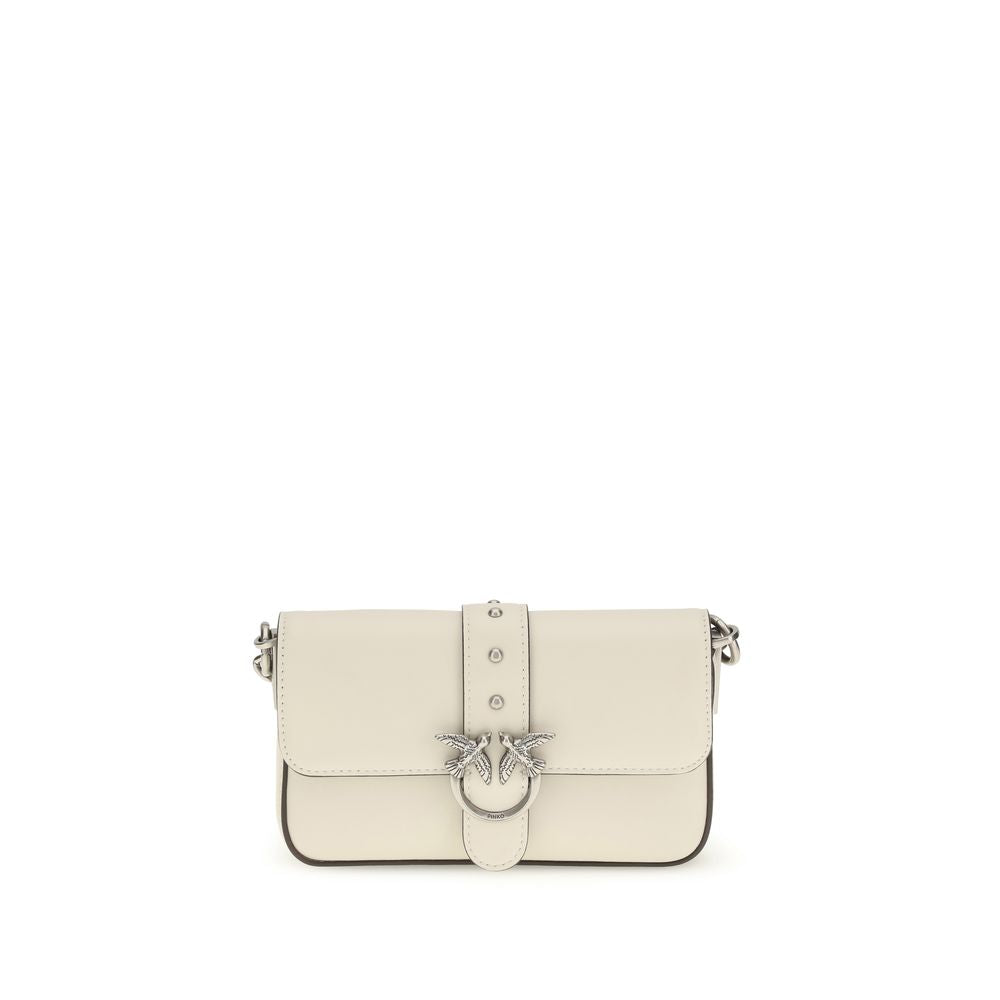 PINKO White Calf Leather Bos Taurus Shoulder Bag