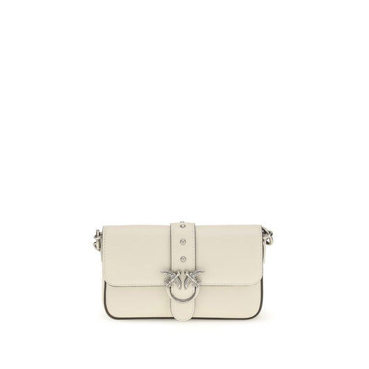 PINKO White Calf Leather Bos Taurus Shoulder Bag