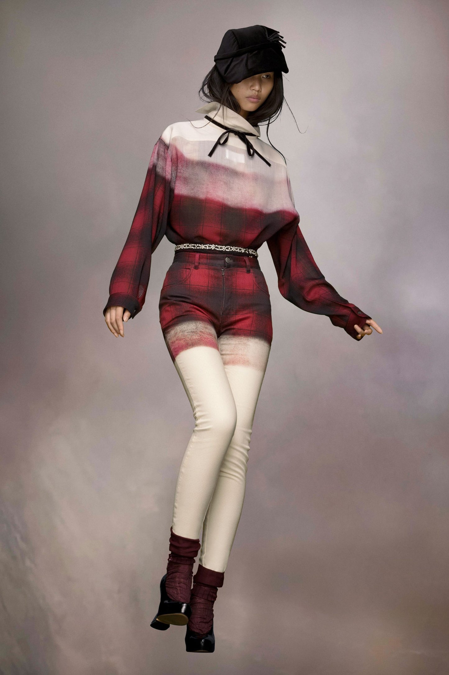 Maison Margiela Black And White Fibres Casual Pants