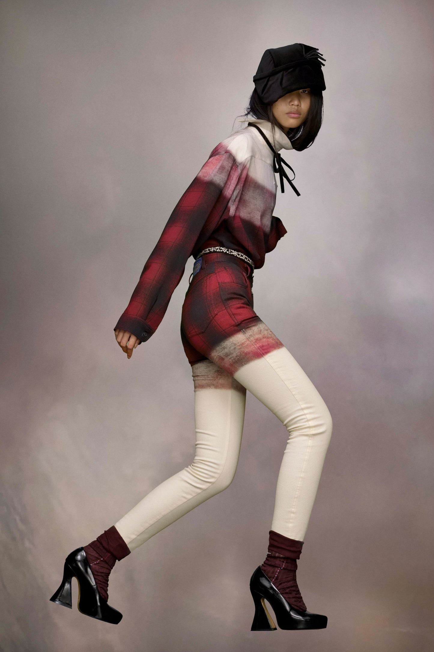 Maison Margiela Black And White Fibres Casual Pants