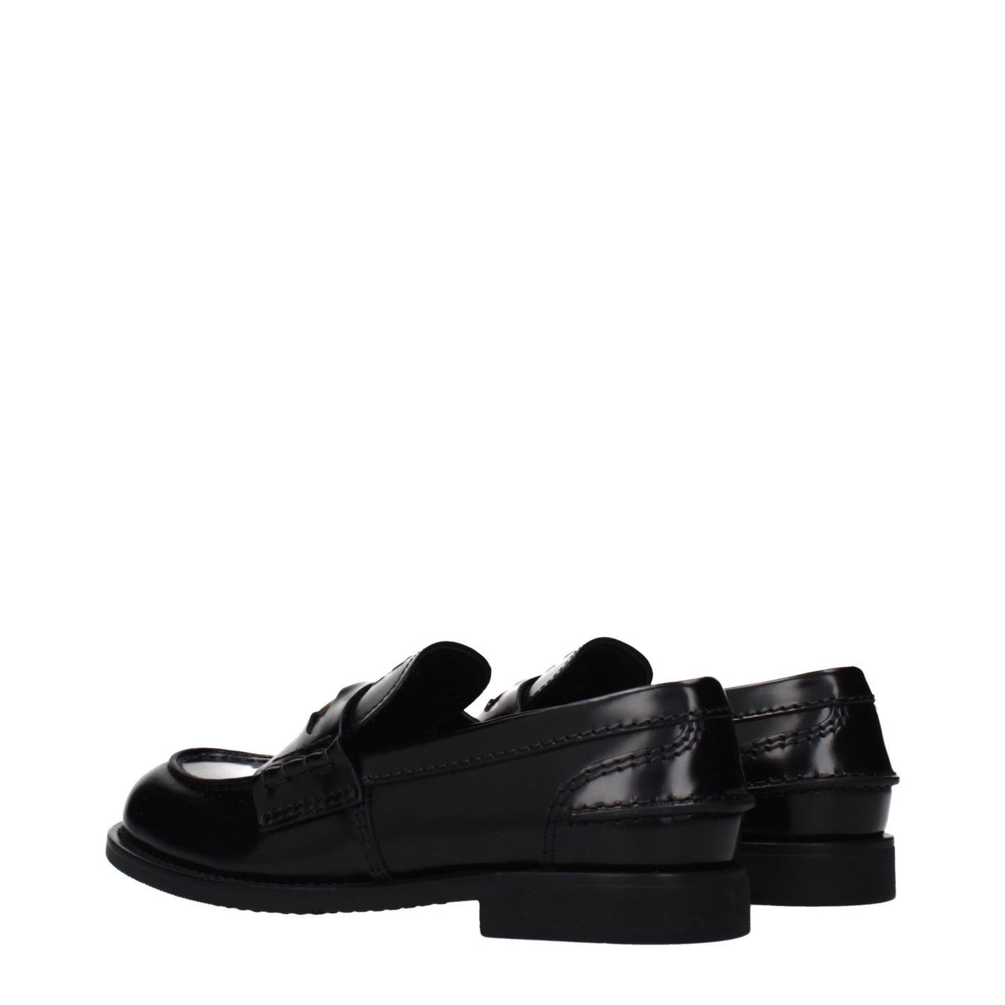 Miu Miu Black Leather Slip-On Loafers