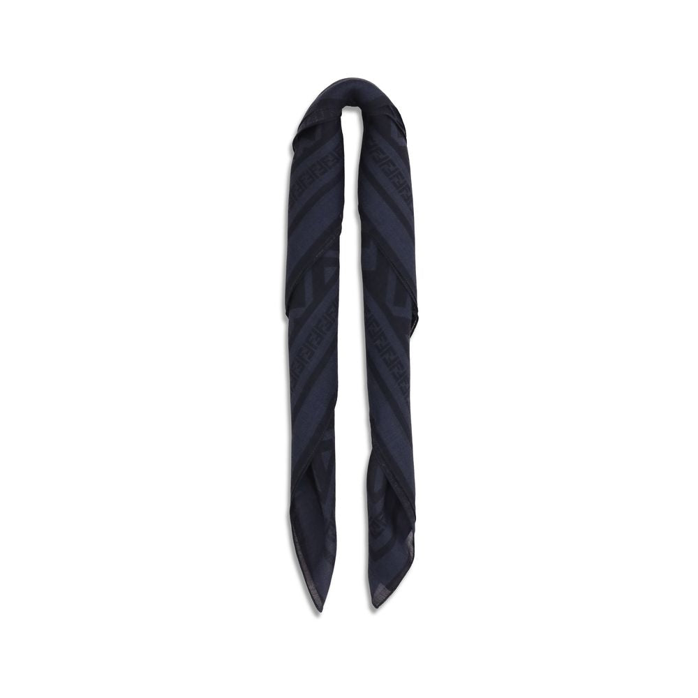Fendi Blue Fleece Wool Scarf