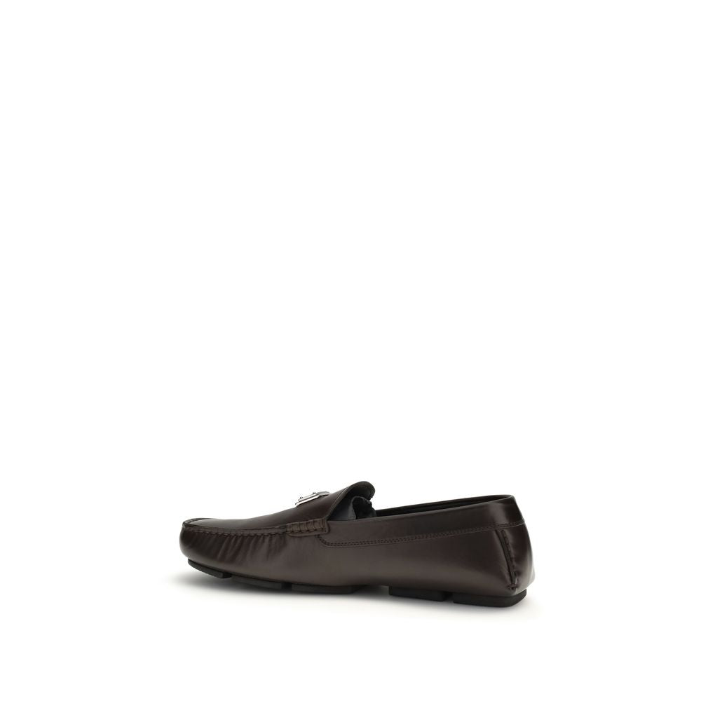 Dolce & Gabbana Black Calf Leather Bos Taurus Slip-On Loafers