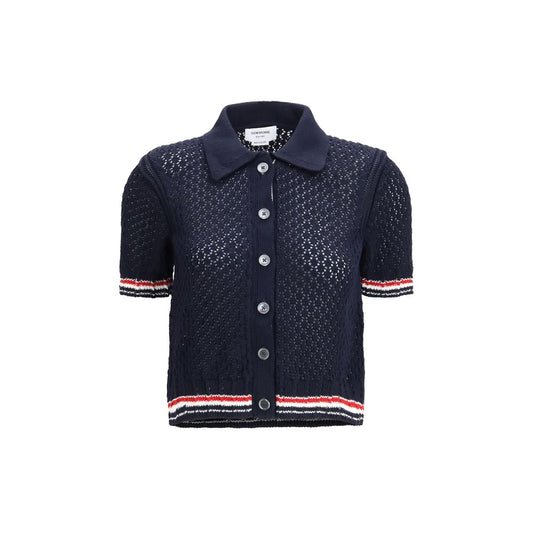Thom Browne Blue Cotton Cardigan