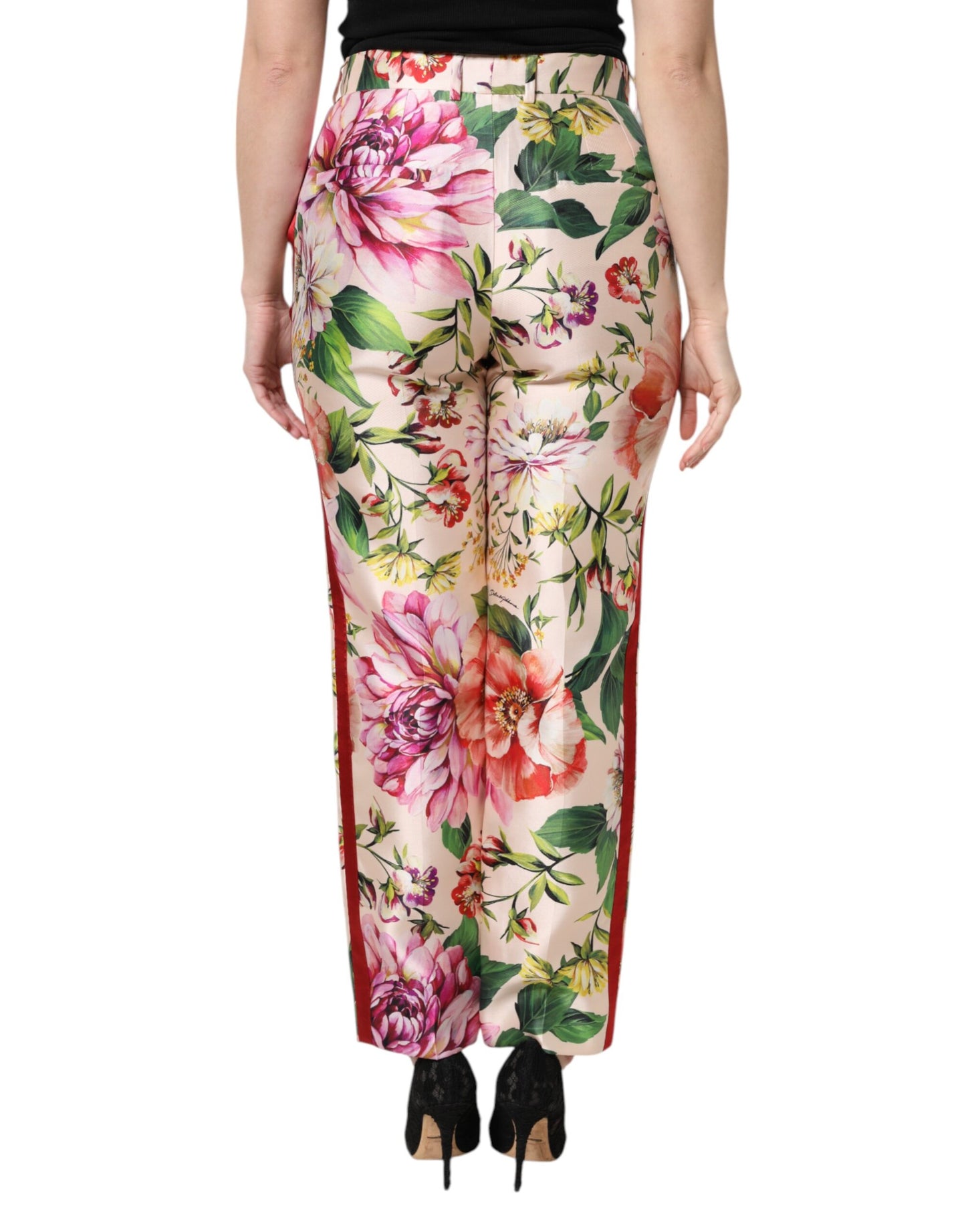 Dolce & Gabbana Multicolor Floral High Waist Straight Pants