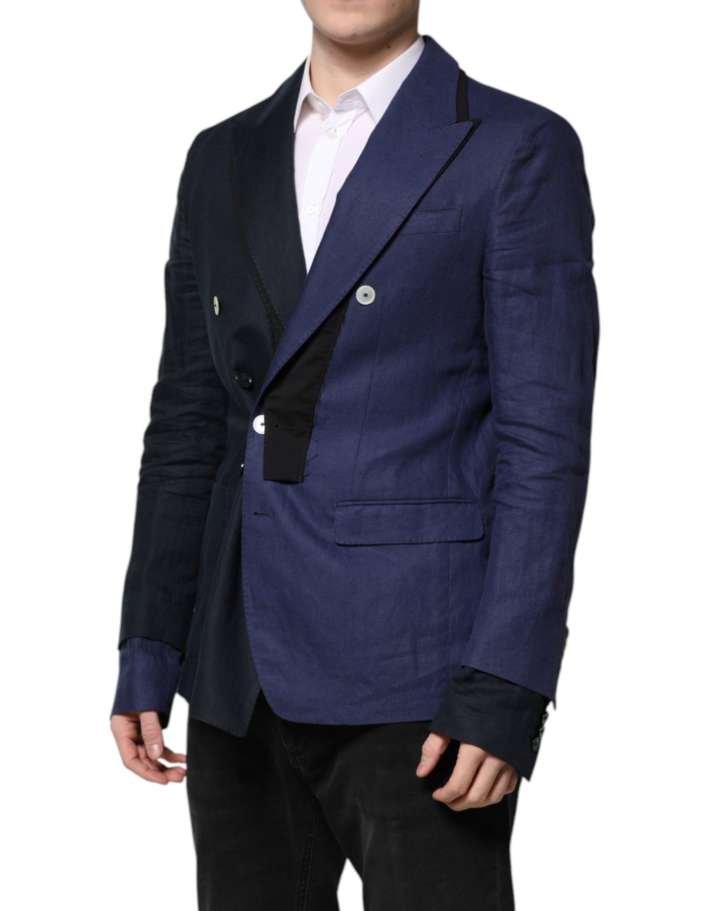 Dolce & Gabbana Navy Blue Double Breasted Suit Coat Blazer