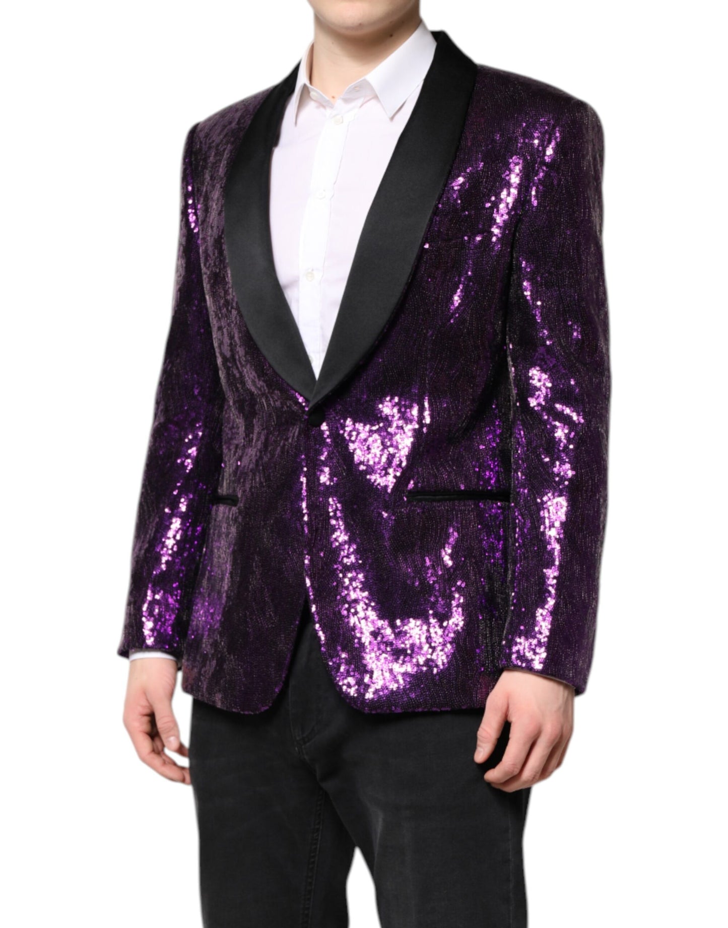 Dolce & Gabbana Purple SICILIA Sequin Embellish Coat Jacket