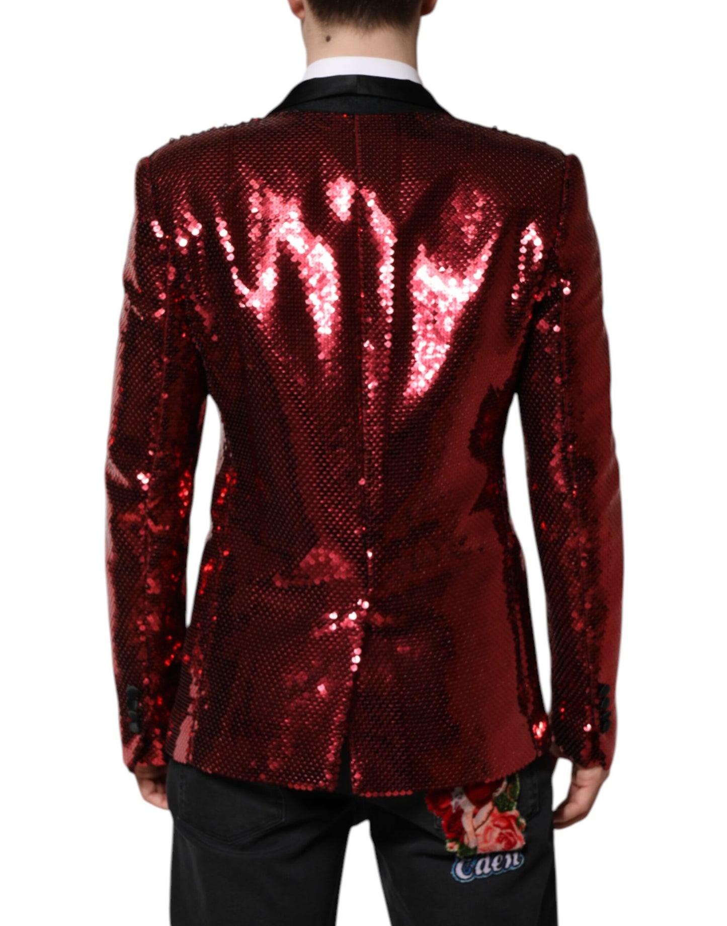 Dolce & Gabbana Red SICILIA Sequin Embellish Blazer Jacket
