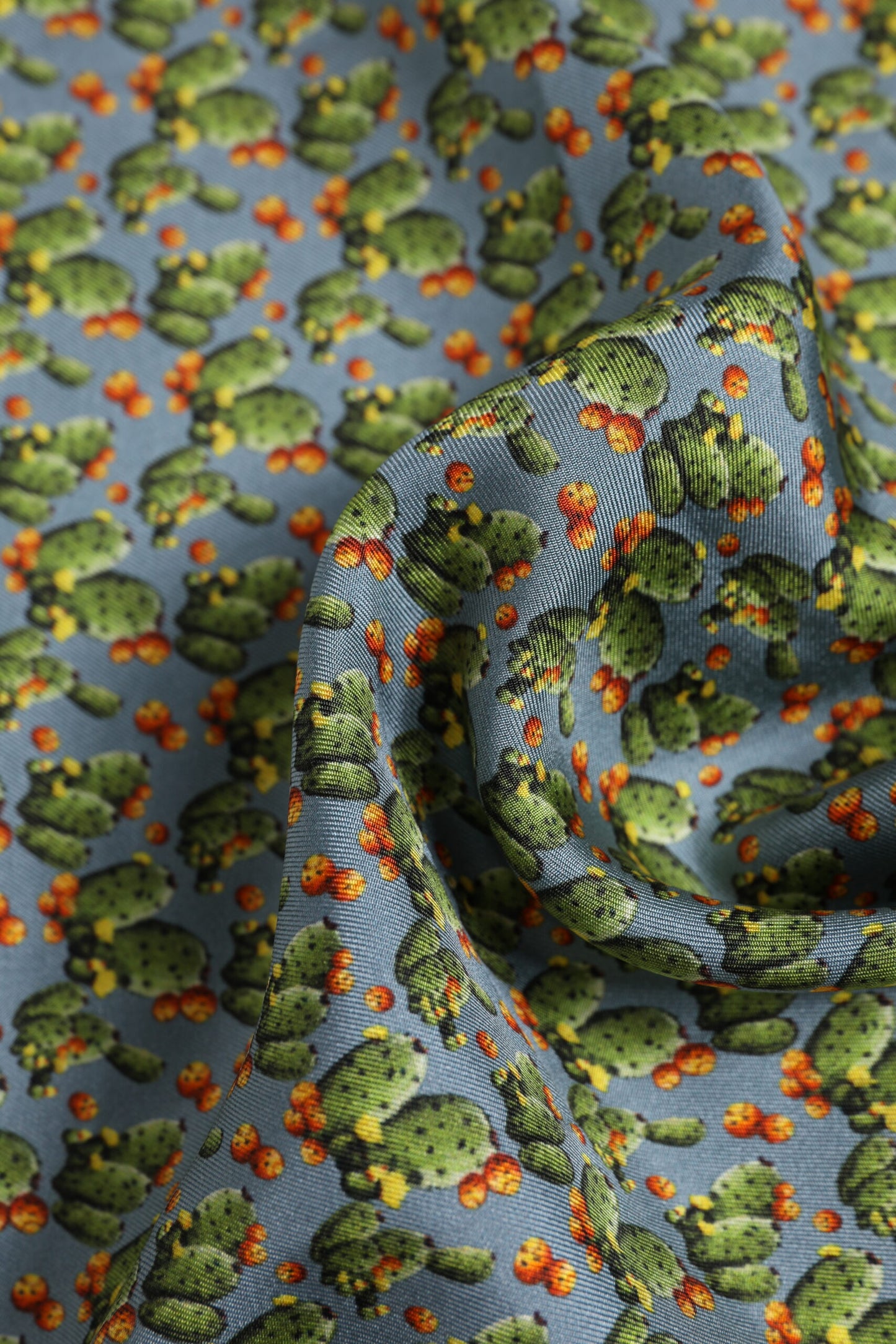 Dolce & Gabbana Gray Green Cactus Print Square Foulard Scarf