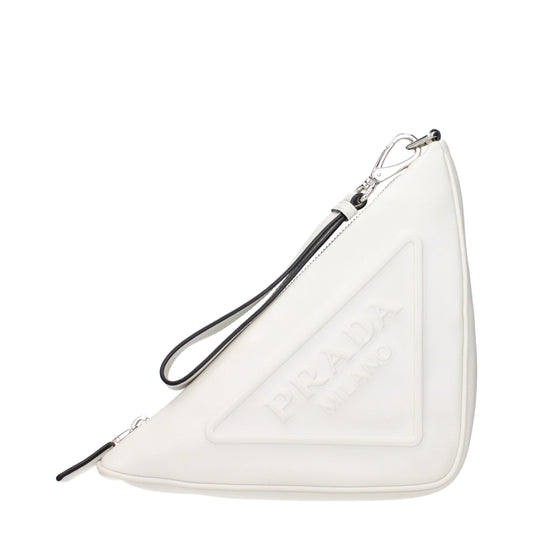 Prada White Leather Clutch Bag