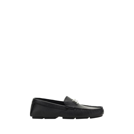 Dolce & Gabbana Black Calf Leather Bos Taurus Slip-On Loafers