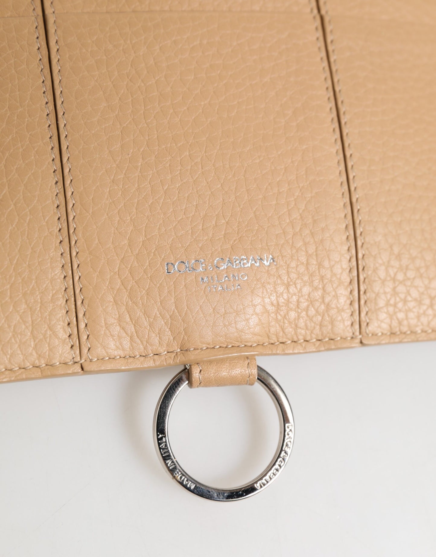 Dolce & Gabbana Beige Calfskin Leather Large Crossbody Card Holder Wallet