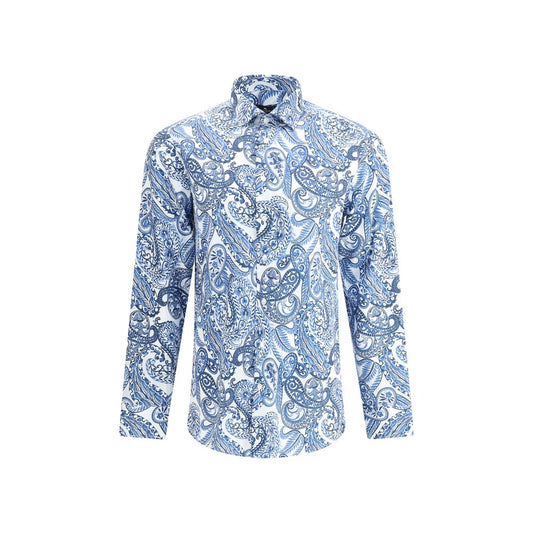 Etro Blue Cotton Pattern Shirt