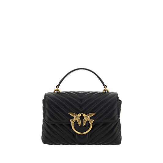 PINKO Black Calf Leather Bos Taurus Handbag
