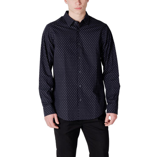 Armani Exchange Blue Cotton Pattern Shirt