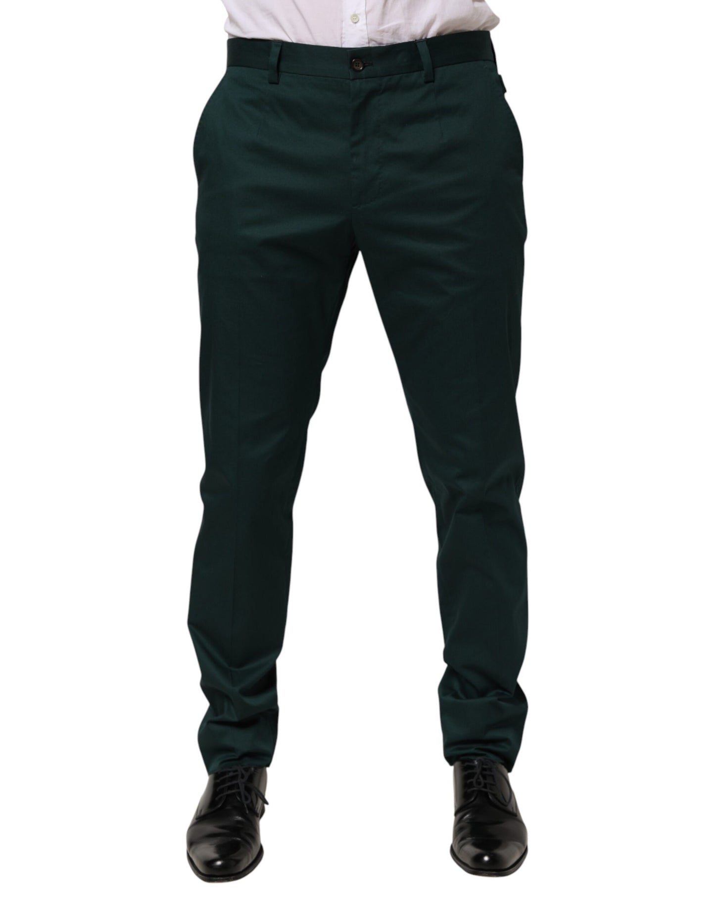 Dolce & Gabbana Green Cotton Formal Dress Men Trouser Pants